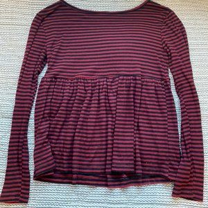 Urban Outfitters Striped Long Sleeve Babydoll Shirt